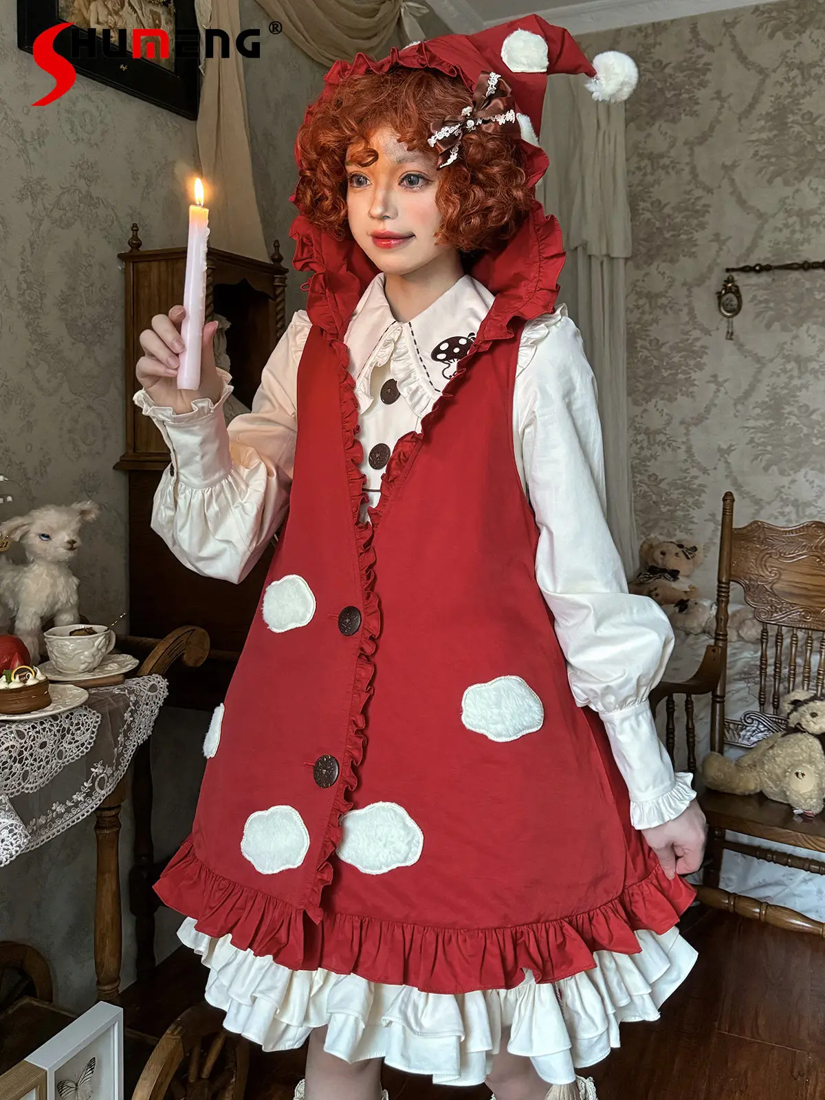 

Sweet Girls Cute Long-sleeved Dress and Vest Set New Spring 2026 Original Lolita Style Collection Party Cosplay Costumes