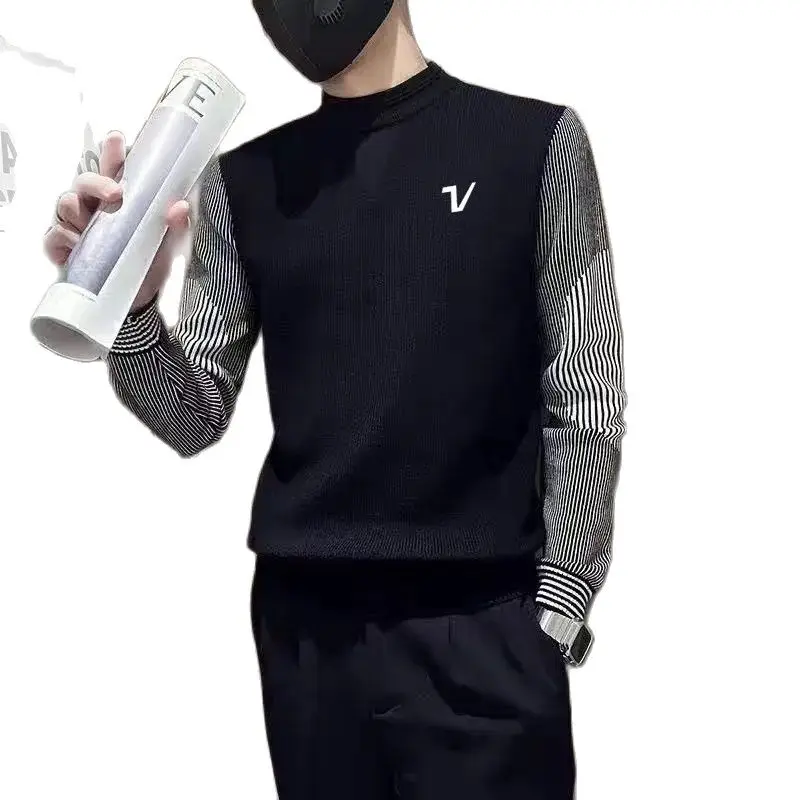 ๊ณจํ๋ํธ Korean Half High Collar Windproof Knit Men\'s Golf Wear 2024 Autumn New Golf Sweater Fashion Cultivate Oneself Men\'s Blouse