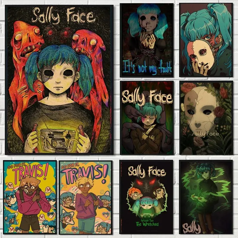 Sally Face-arte de pared inspirada en el juego, impresiones en lienzo de alta calidad, tema de suspenso de terror, Ideal para decoración de la habitación del hogar, Anime clásico