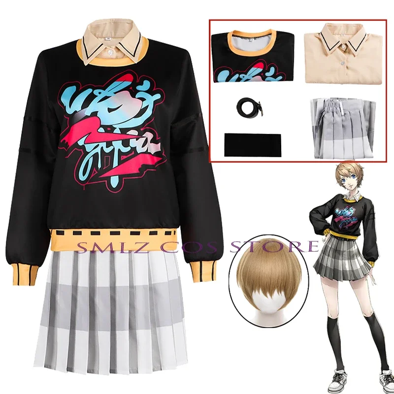 Suwa Arai Cosplay Game P5X Costume Closer Girl School Uniforms SKIRTS Wig Set Halloween Carnival Party Outfit for Woman