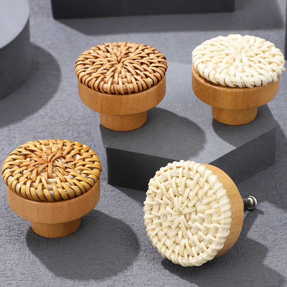 

6pcs Wooden Drawer Knobs Handles Vintage Wood Knobs Stick Dresser Cabinet Pull Bohemian Style Furniture Hardware