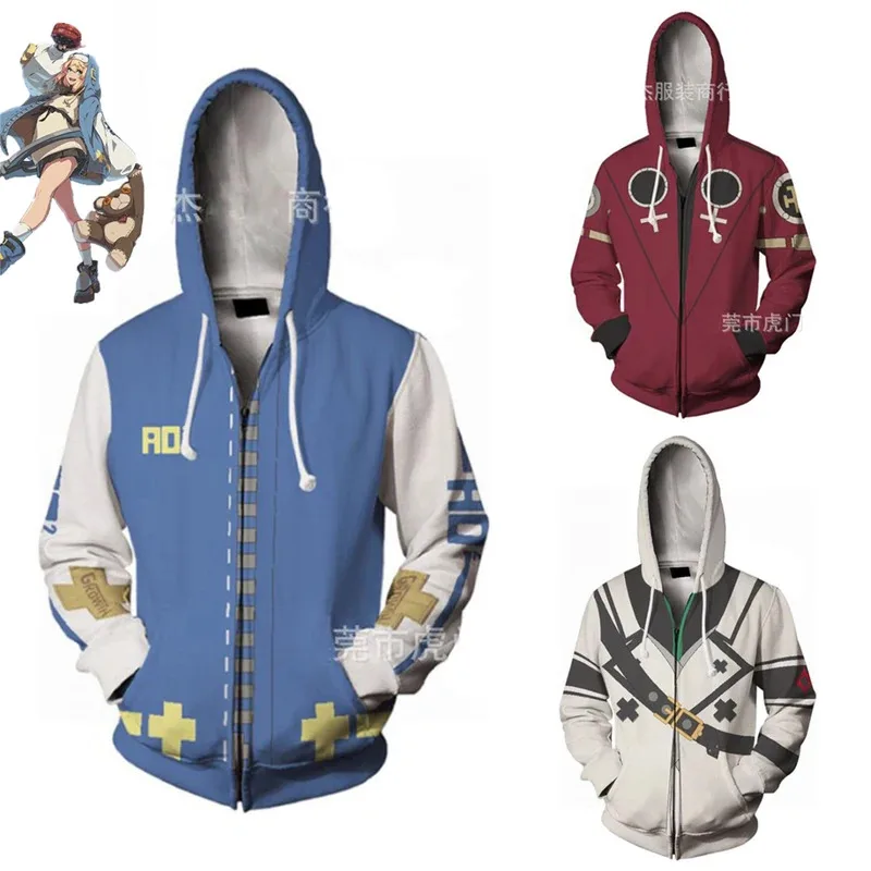 

Guilty Gear Bridget Cosplay Hoodie 3D Printed Hooded Sweatshirt Men Women Halloween Casual Streetwear Zip Up Jacket Coat