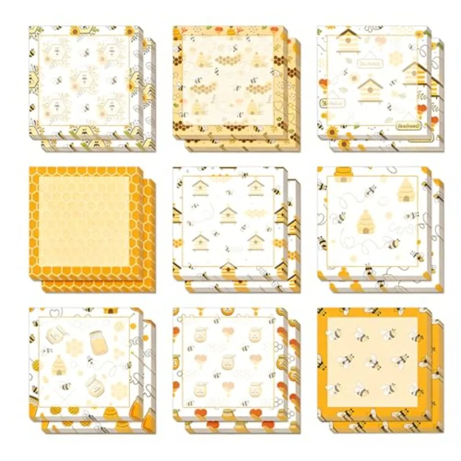 

18 Pieces Bee Sticky Notes Adhesive Bee Memo Notes Self-Stick Note Pads for School Office Home Supplies Students Teachers Gift,