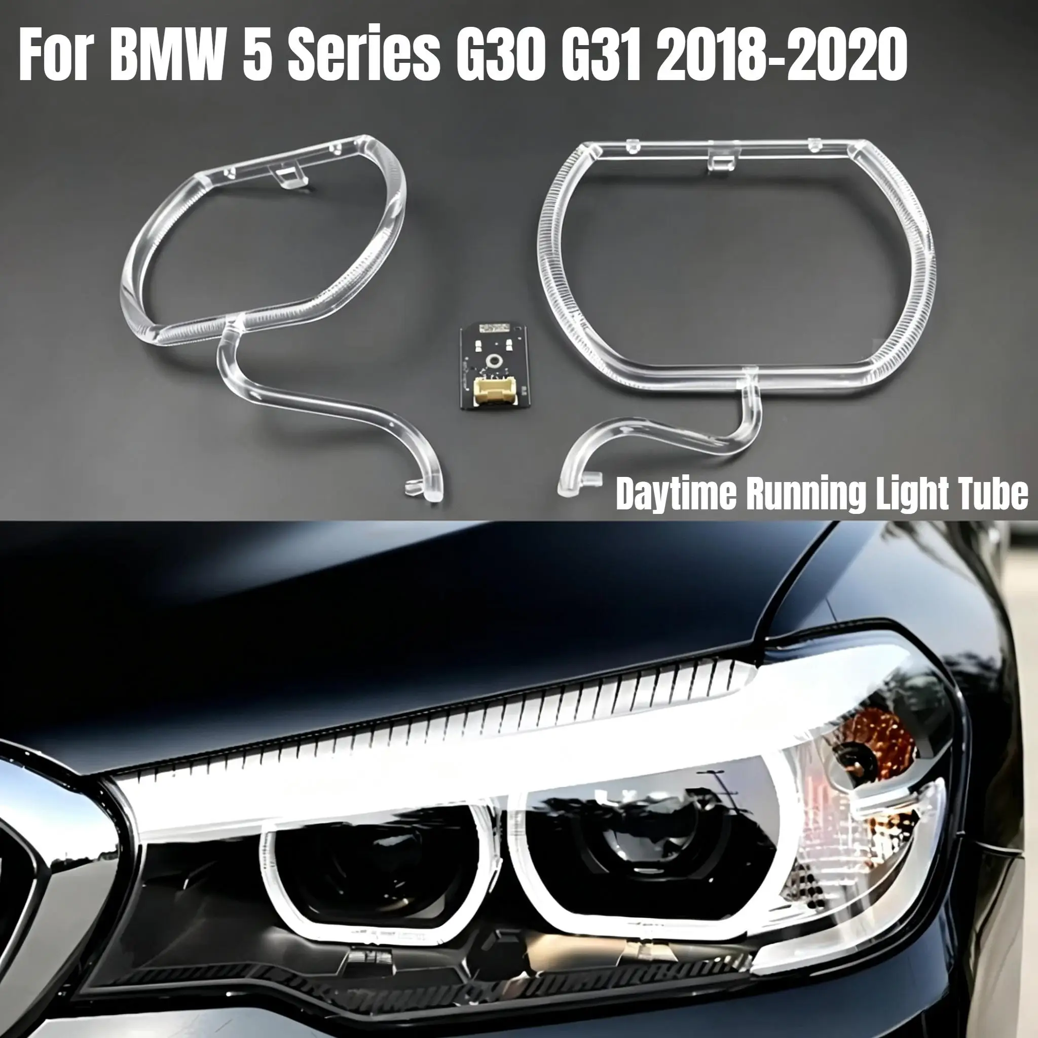 Feux de jour DRL pour BMW Série 5 G30 G31 2018-2020, phares à LED, tube de lumière de jour, barre lumineuse LED, lumière blanche