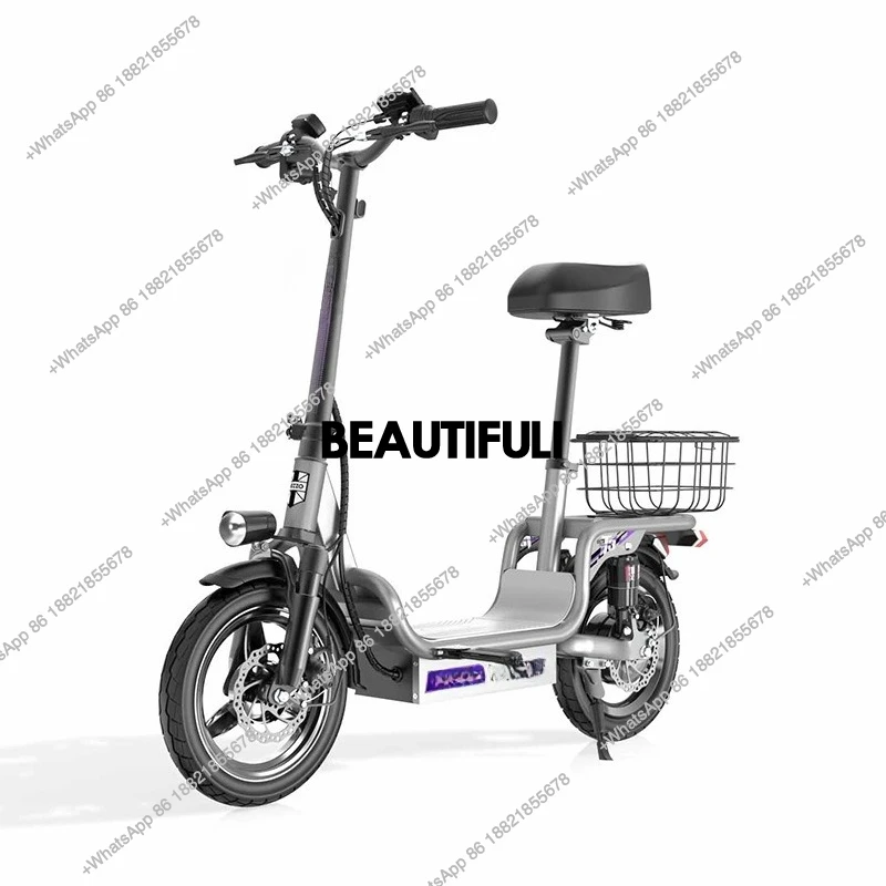 Electric bicycle Carbon steel folding with pet seat Long battery life Double disc brake Road tire Electric bicycle