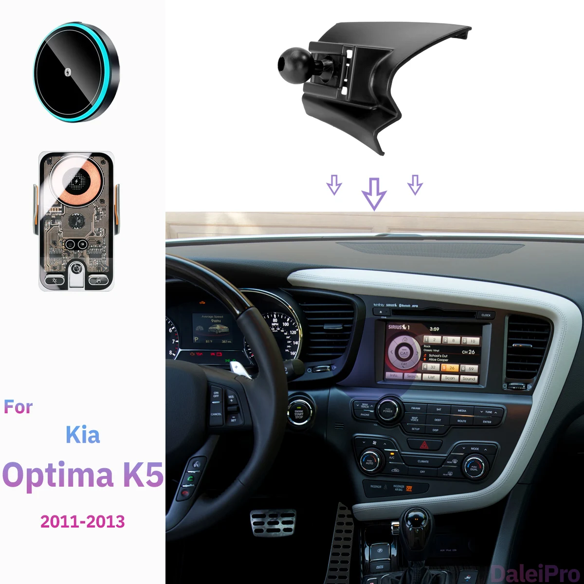 

For Kia Optima 2011 2012 2013 K5 Car Phone Holder Wireless Charger Holder Phone Auto-Clamping Car Strong Magnetic Holder Base
