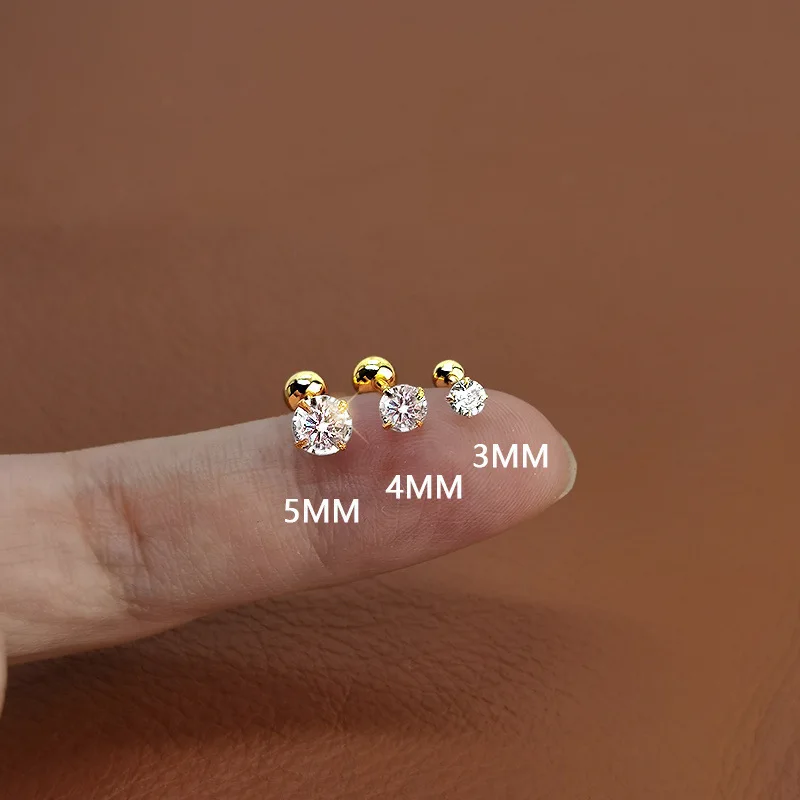 0.1-3 Carat Moissanite Stud Earrings for Women Men D Color Lab Diamond Earring 925 Sterling Silver Ear Piercing Jewelry Brincos