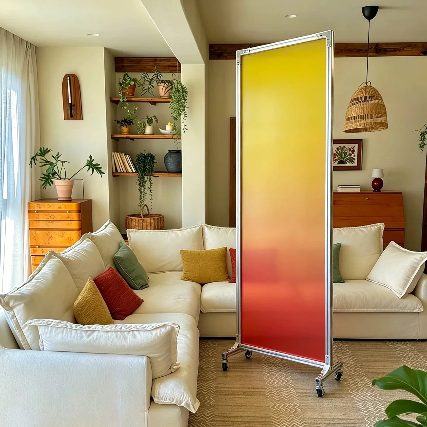 Gradual change acrylic screen aluminum profile independent double-sided shielding vertical partition mobile entrance decoration