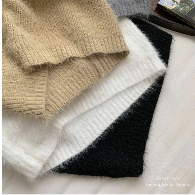 Wholesale Mohair Turtleneck Sweater Vest Base Slim Fit Pullovers Women 2023 Autumn Winter Sleeveless Short Solid Knitted Top