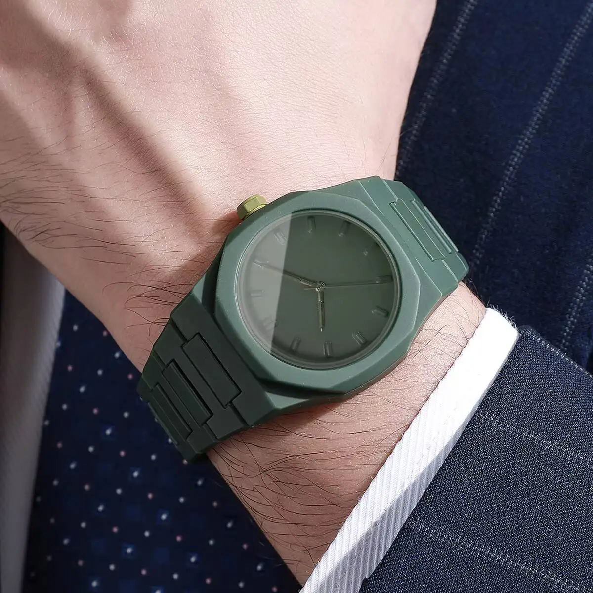 Relojes informales con banda de plástico para Hombre, Reloj de pulsera de negocios con esfera Simple para Hombre, Reloj para Hombre (sin caja)