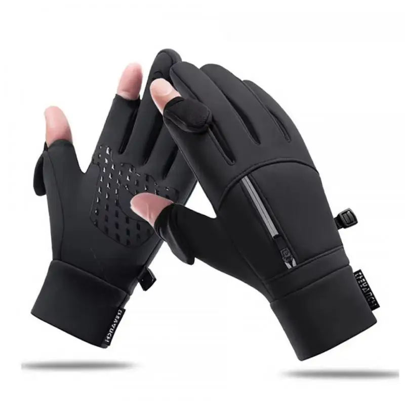 AliExpress Winter Warm Cycling Gloves Windproof Waterproof Anti Slip Touch Screen Outdoor Sport Motorcycle Running Exposed Fingers Gloves