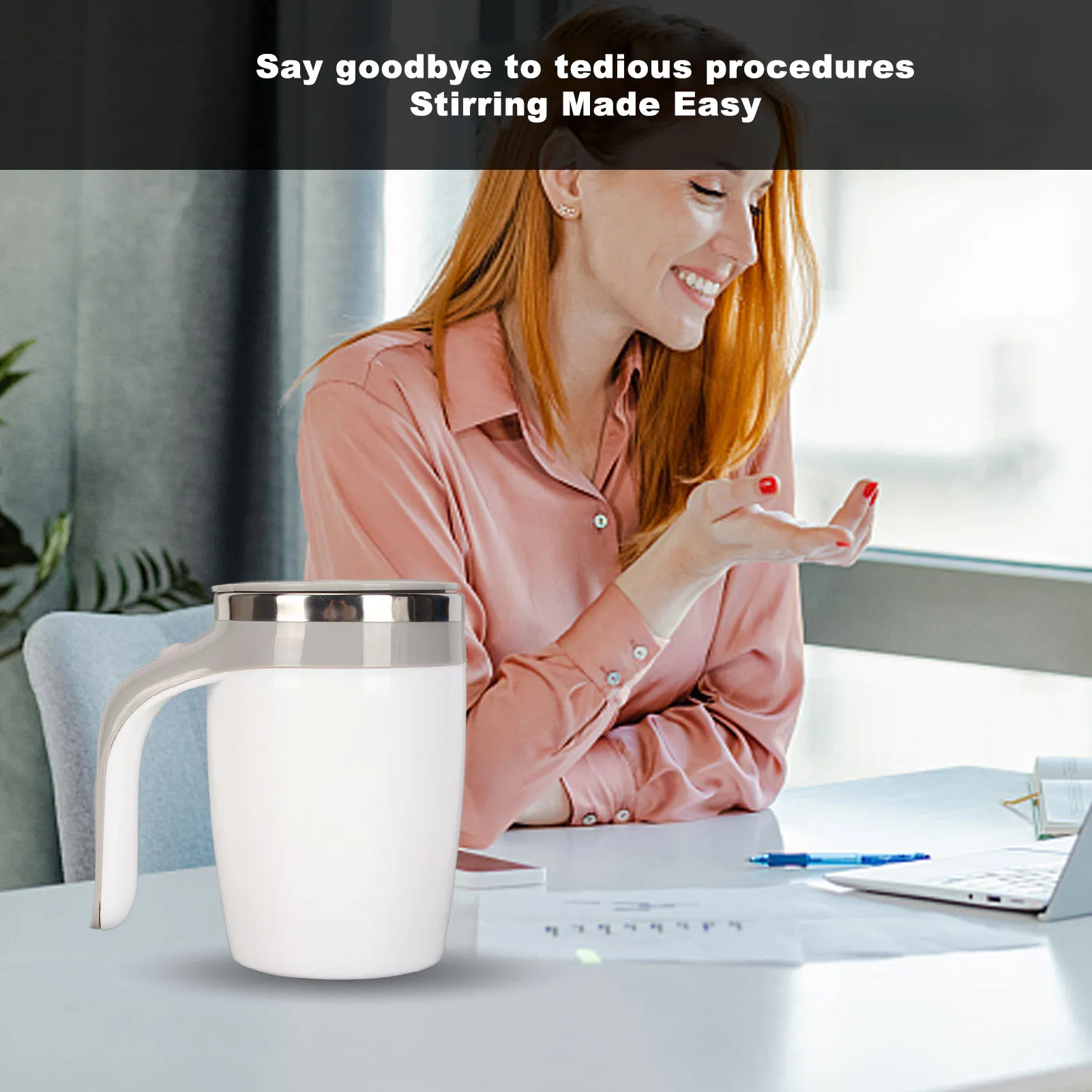 380ml 자동 자기 교반 커피 머그잔 초콜릿 우유 사무실 여행을위한 빠른 냉각 자체 교반 컵