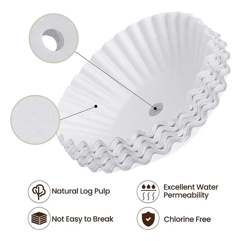 فلاتر قهوة بيضاء مثقوبة للاستعمال مرة واحدة (100 عبوة) لصانعة القهوة هاميلتون بيتش 45 كوب
