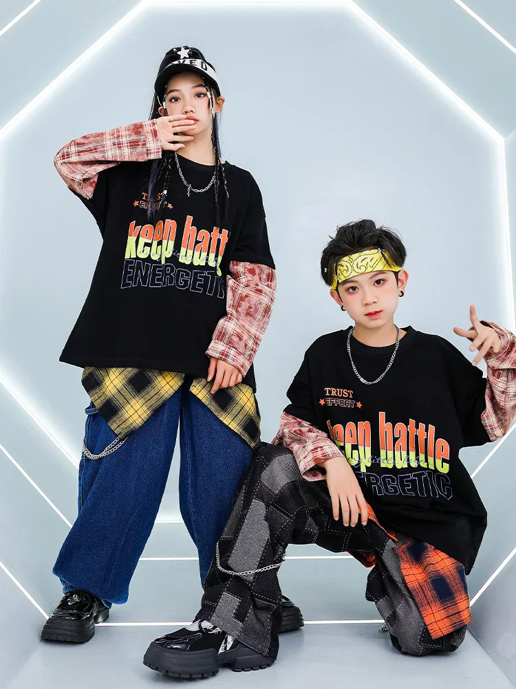 Jungen K-pop Street Dance Feste Weste Sweatshirt Baggy Schwarz Cargo Hosen Mädchen Hip Hop Kleidung Sets Kinder Kinder Jazz streetwear