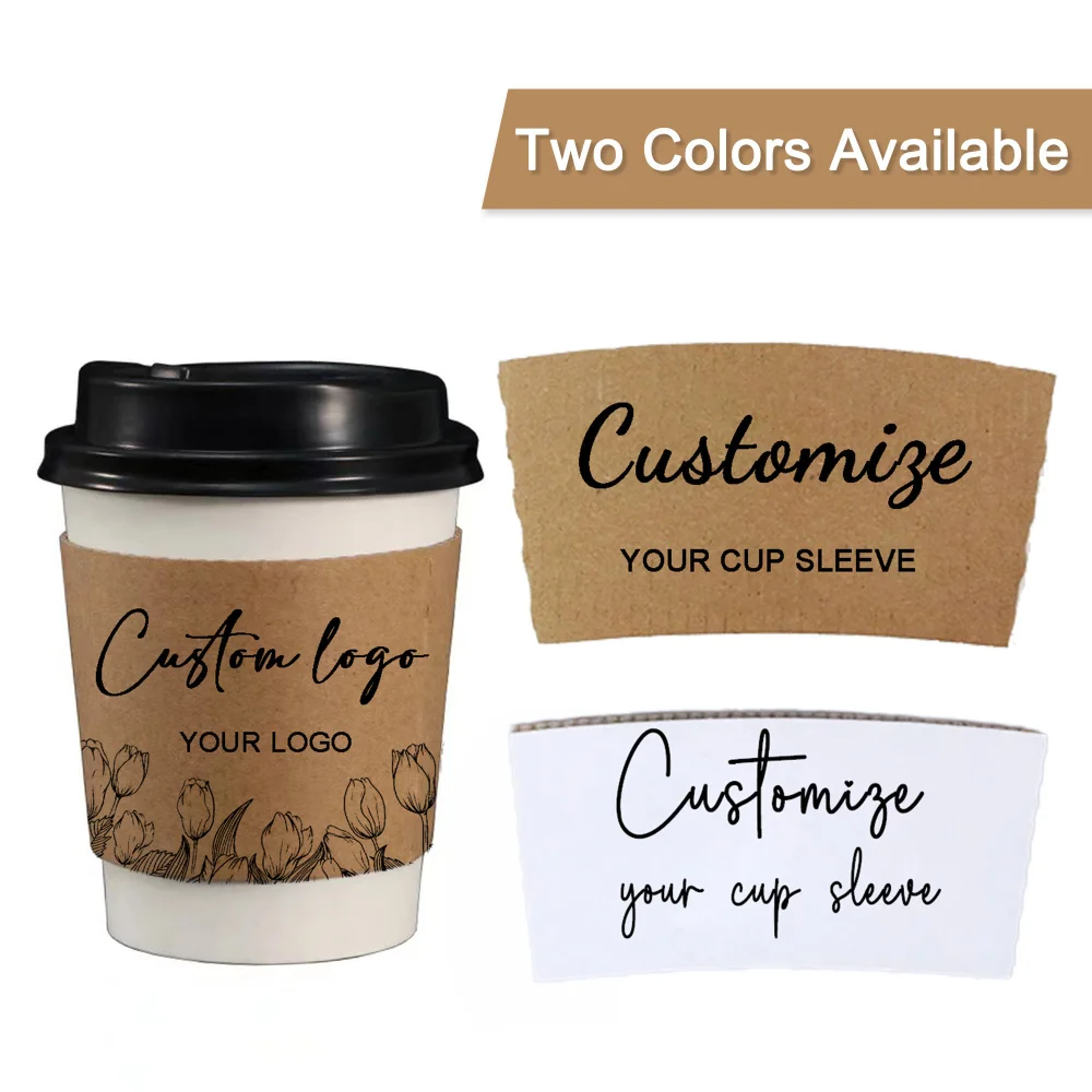 20/50pcs Personalized Coffee Cup Sleeve For Wedding Custom Name And Logo Wedding Baby Shower Decor Disposable Hot Drink Cup Hold