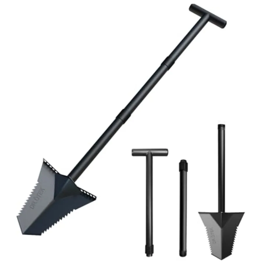 

Spade Shovel Heavy Duty Digging Tool T Handle Serrated Blade Root Cutter with Long Short Handle Garden Spade for Metal Detectin