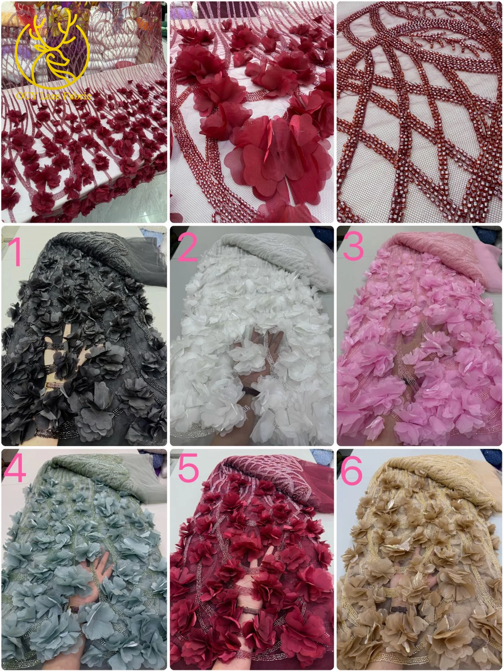 3D 花エレガントなビーズスパンコール刺繍フレンチブライダルチュールレースアフリカナイジェリア生地イブニングドレス結婚式 5 ヤード