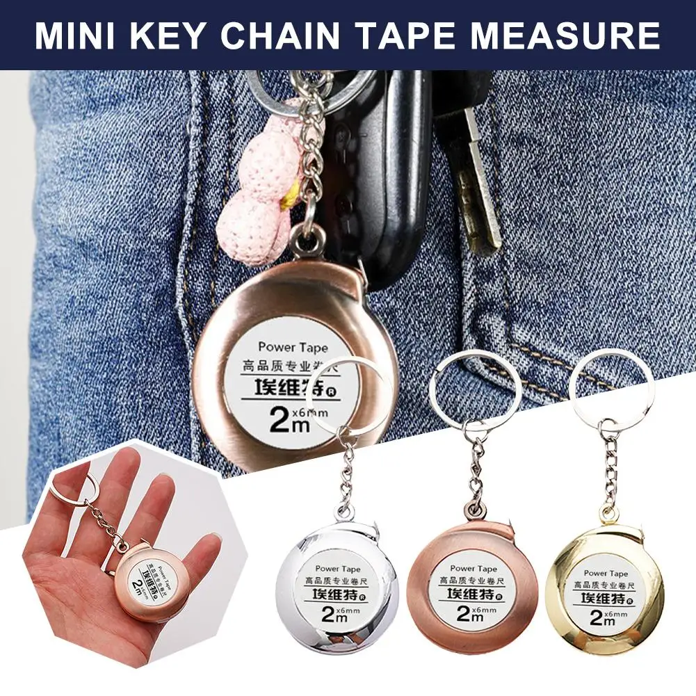 Mini Keychain Tape Measure 2-meter Steel Tape Measure Delicate Mini Mutil Functional Steel Ruler Gift For Tool Lovers N6F9