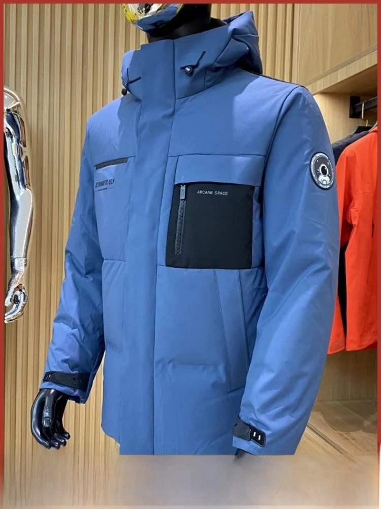 

Outdoor Men's down Jaet 90% White Goose down ort Sle Winter Warm Space Suit with Hat Youth Faion