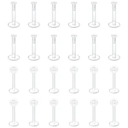 20pcs 16G Bioflex Plastic Lip Rings Labret Retainer Bar Length Clear Forward Helix Tragus Earrings Flexible Monroe Piercing