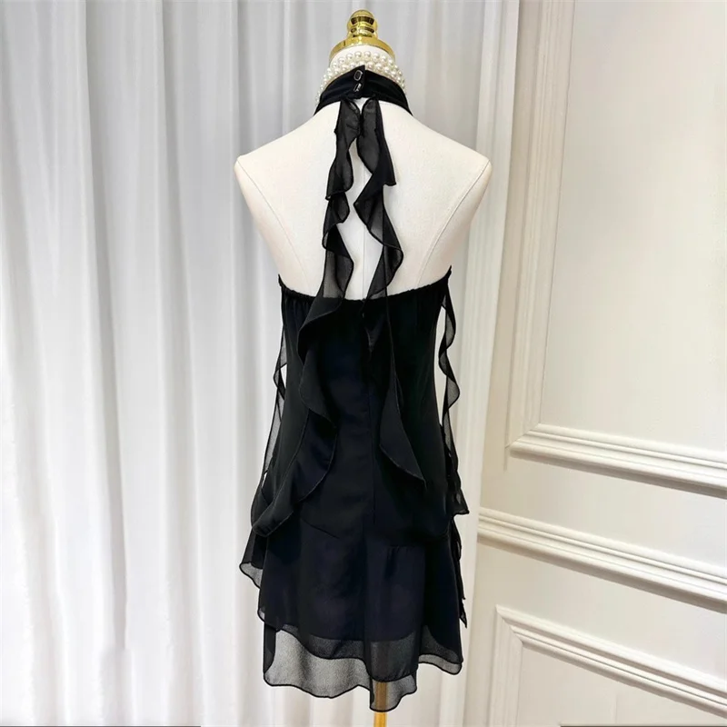 Abito da donna Nuovo mini abito floreale 3D per l'estate 2025 Abiti corti asimmetrici con scollo slim e abiti da festa senza schienale y2k