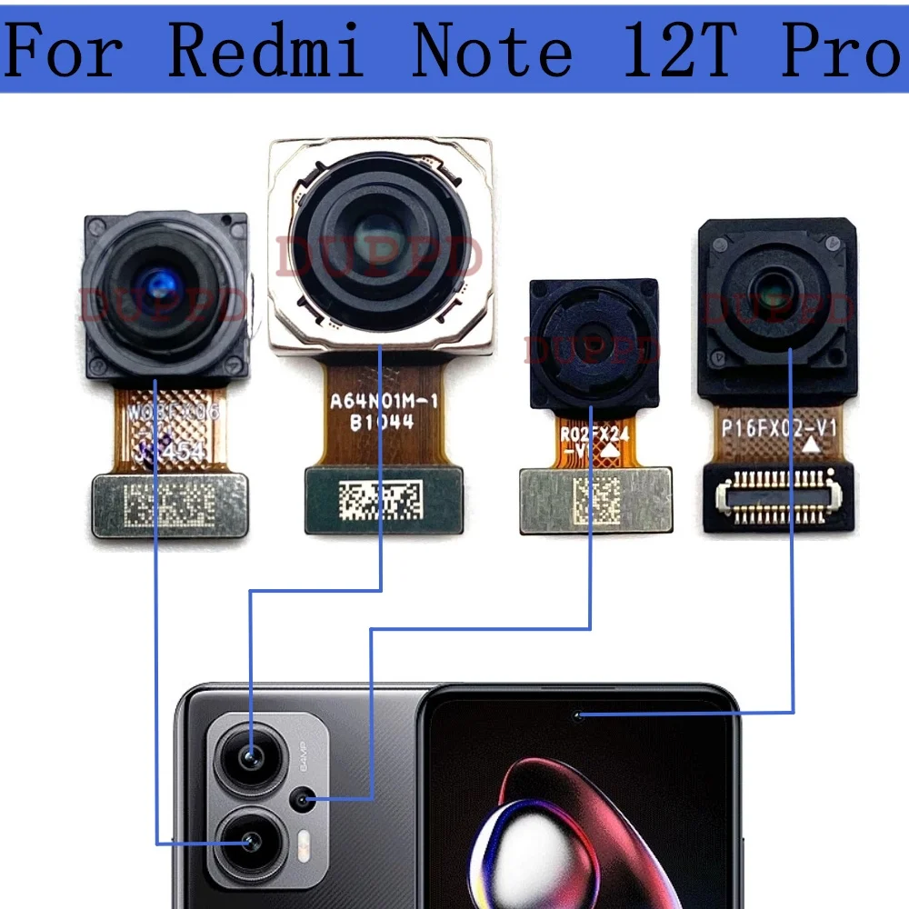 Rear Back Main Camera For Xiaomi Redmi Note 12T Pro Front Selfie Facing Wide Camera Module Flex Parts