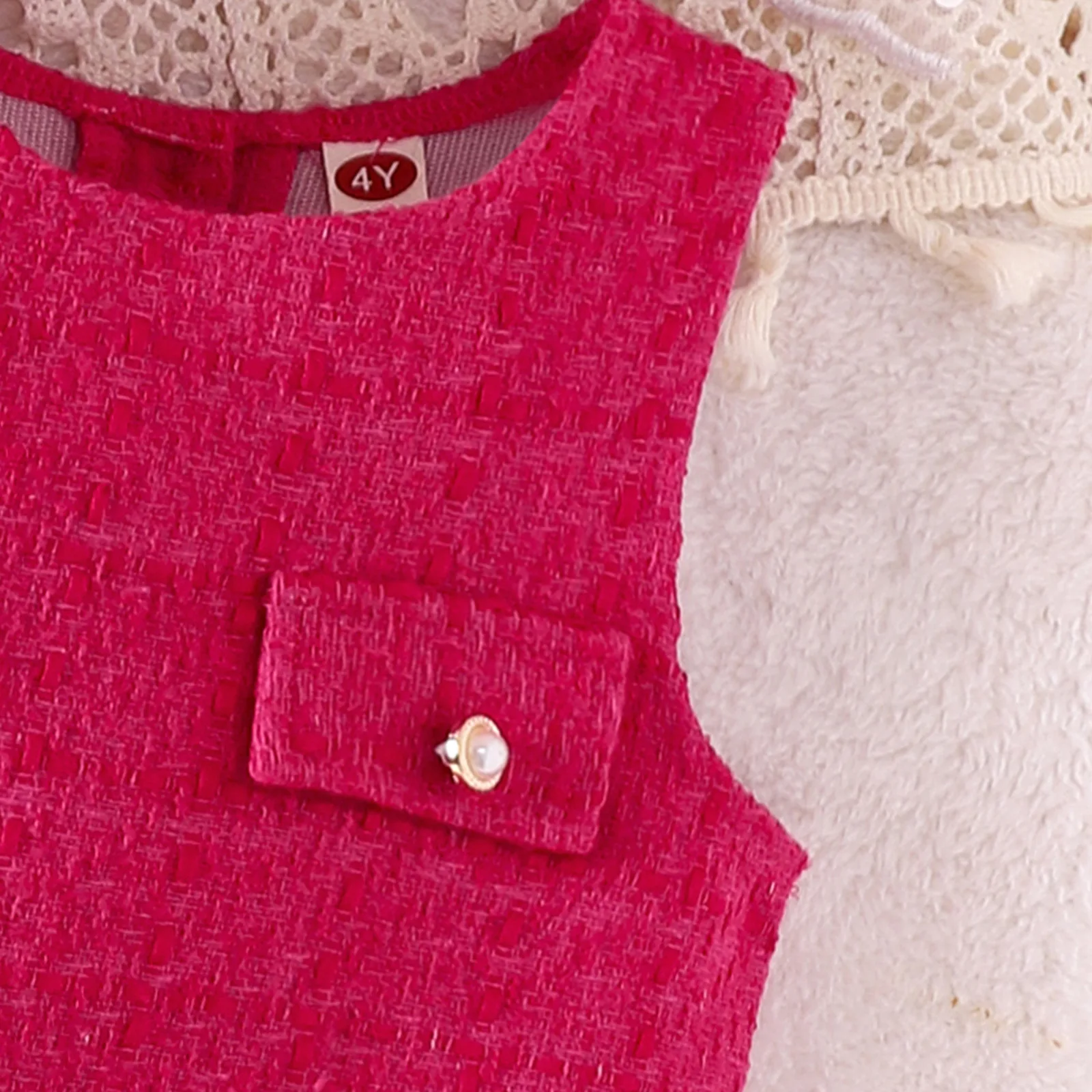 

Girl Kit White Long Sleeve Inner with Pink Dress Pink Satchel Three-piece Set Kid Spring and Autumn Style Sweet Children Suit