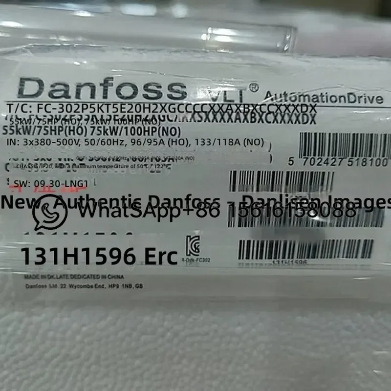 Danfoss VFD FC-302P45KT5E20H2XGC 131H1596 55KW AC Drive Inverter Variable Frequency Drive Motor Speed Controller Industrial