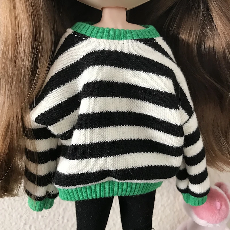 New Arrival Blythe Clothes Fashion Stiped Sweater and Pants Suit for Blyth 30 cm 1/6 Dolls Azone Licca Doll Accessories