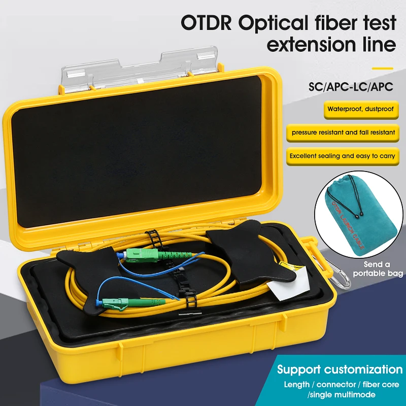 

Free Shipping SC/APC-LC/APC OTDR Dead Zone Eliminator Fiber Rings Fiber Optic OTDR Launch Cable Box 1km SM 1310/1550nm