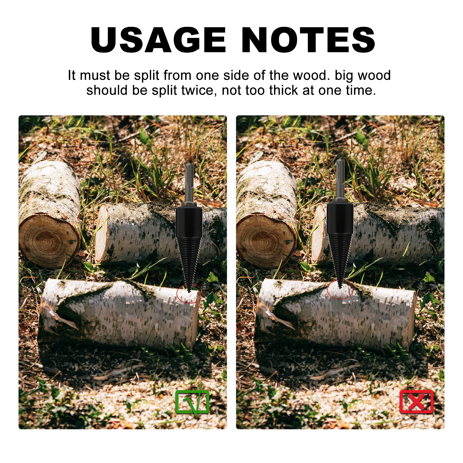 1 مجموعة الخشب تقسيم مثقاب الخشب عالية القوة الصلب مخروط المسمار ل الحطب سجل الفاصل سهلة الاستخدام مع 3 مقابض بديلة