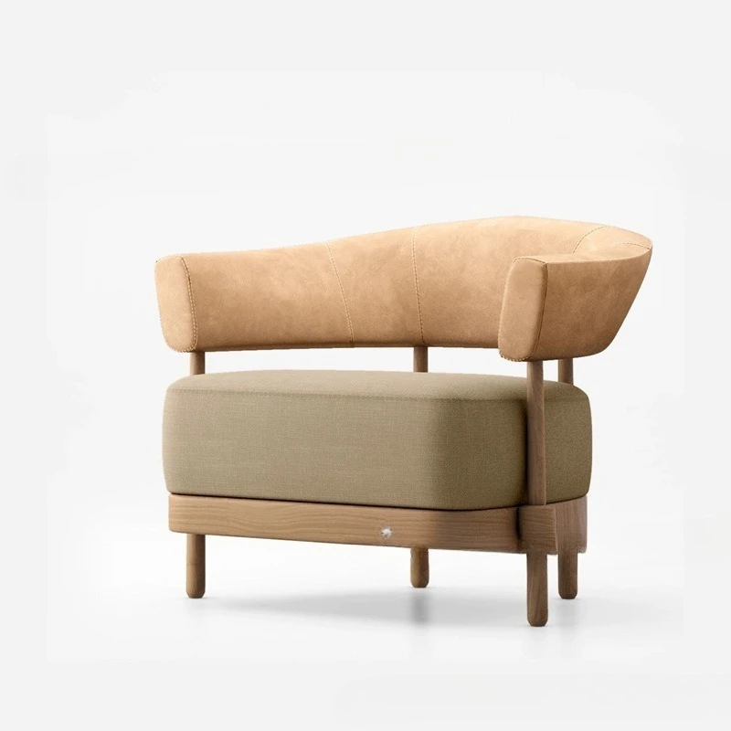 

Modern solid wood creative designer light-colored furniture reception leisure chair ash wood single sofa