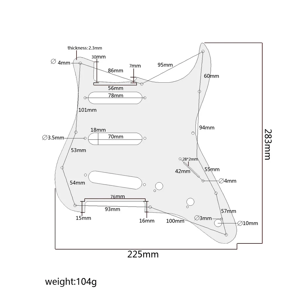 1 pz pavone modello 11 fori battipenna per chitarra SSS piastra antigraffio per chitarra stile Stratocaster