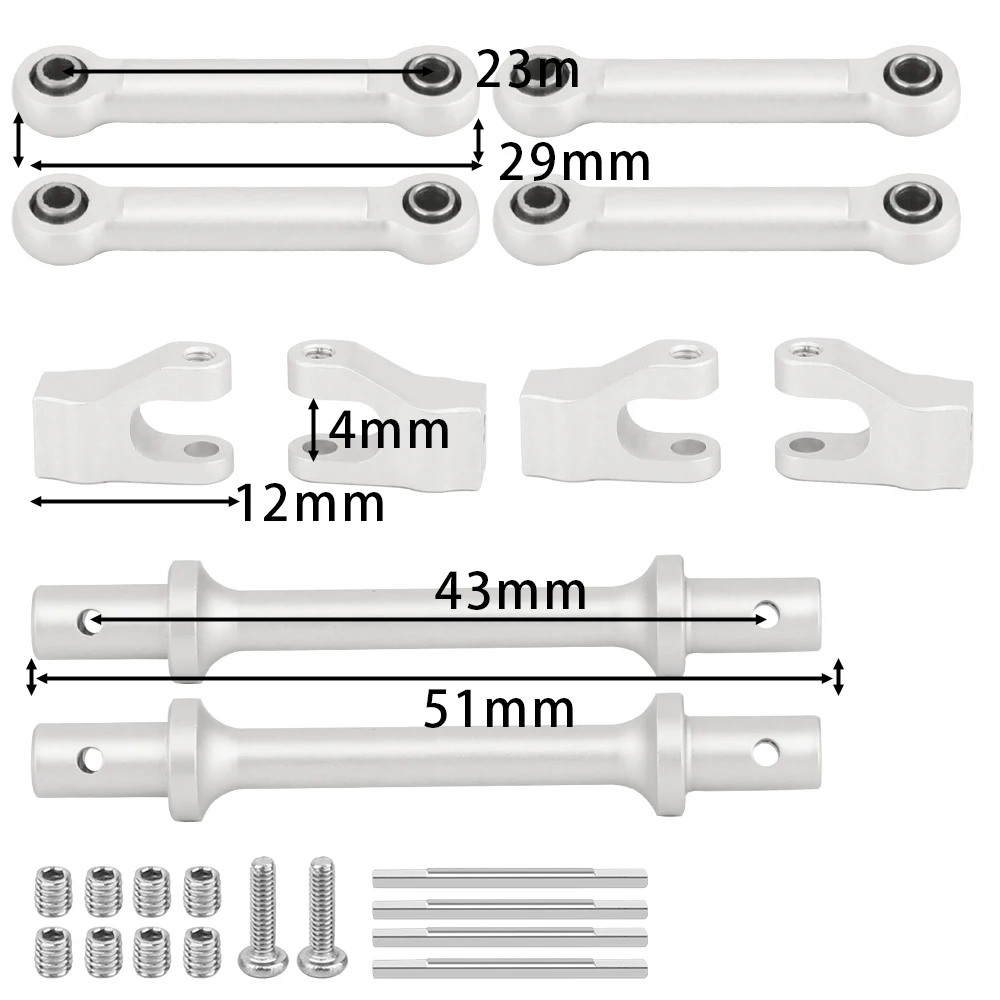 Aluminum Anti-Tilt Linkage Set 13.2g 23mm Hole Spacing for Losi 1/18 Mini LMT RC Monster Truck, Alloy Anti Roll Links w/Hardware