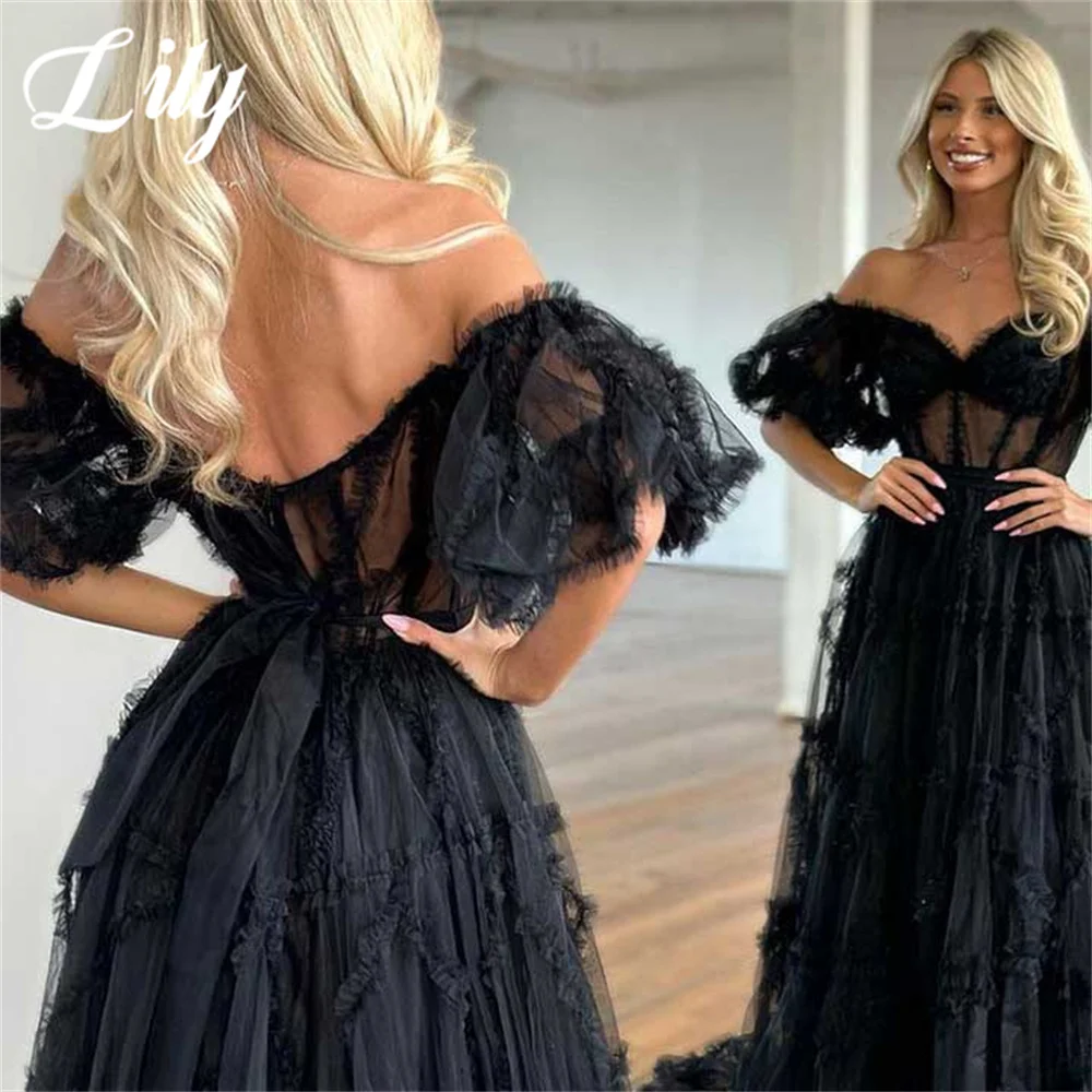 Lily Purple A Line Formal Dress Tiered Sweetheart Party Dress with Pleats Off The Shoulder Special Occasion Dress robe soirée