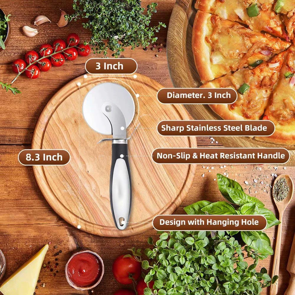 Pizza Cutter Stainless Wheel Easy to Cut and Clean  Super Sharp Pizza Slicer Dishwasher Safe Handles Large and Small Pizza