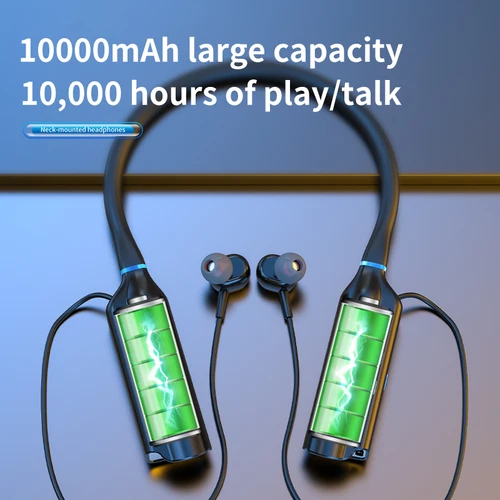 Imagen 2 del producto 10000mAh 10000 horas de reproducción auriculares inalámbricos Bluetooth auriculares deportivos magnéticos para correr banda para el cuello auriculares deportivos reducción de ruido