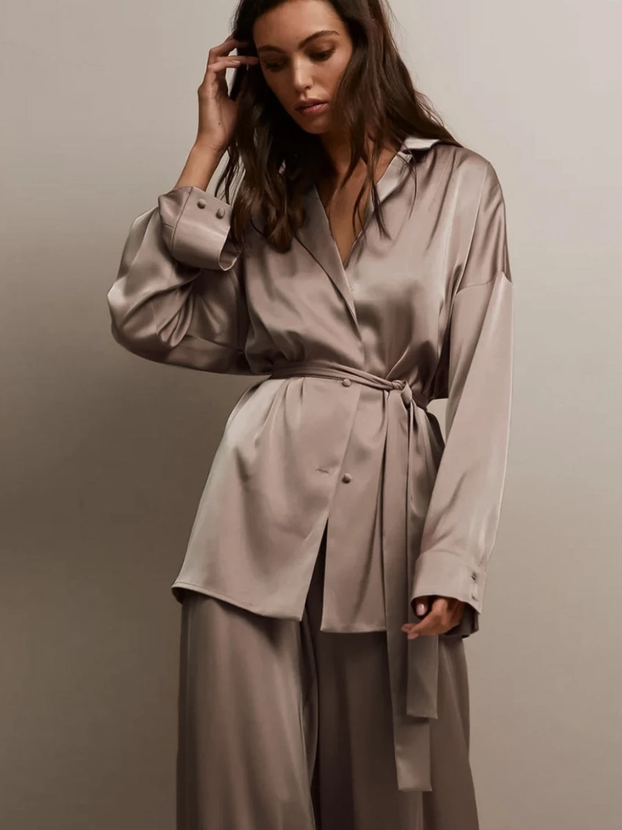 

Muzuleva Women's Autumn New Loose Long Sleeve Pants Pajama Set Women's Robe Loungewear Pants Suit