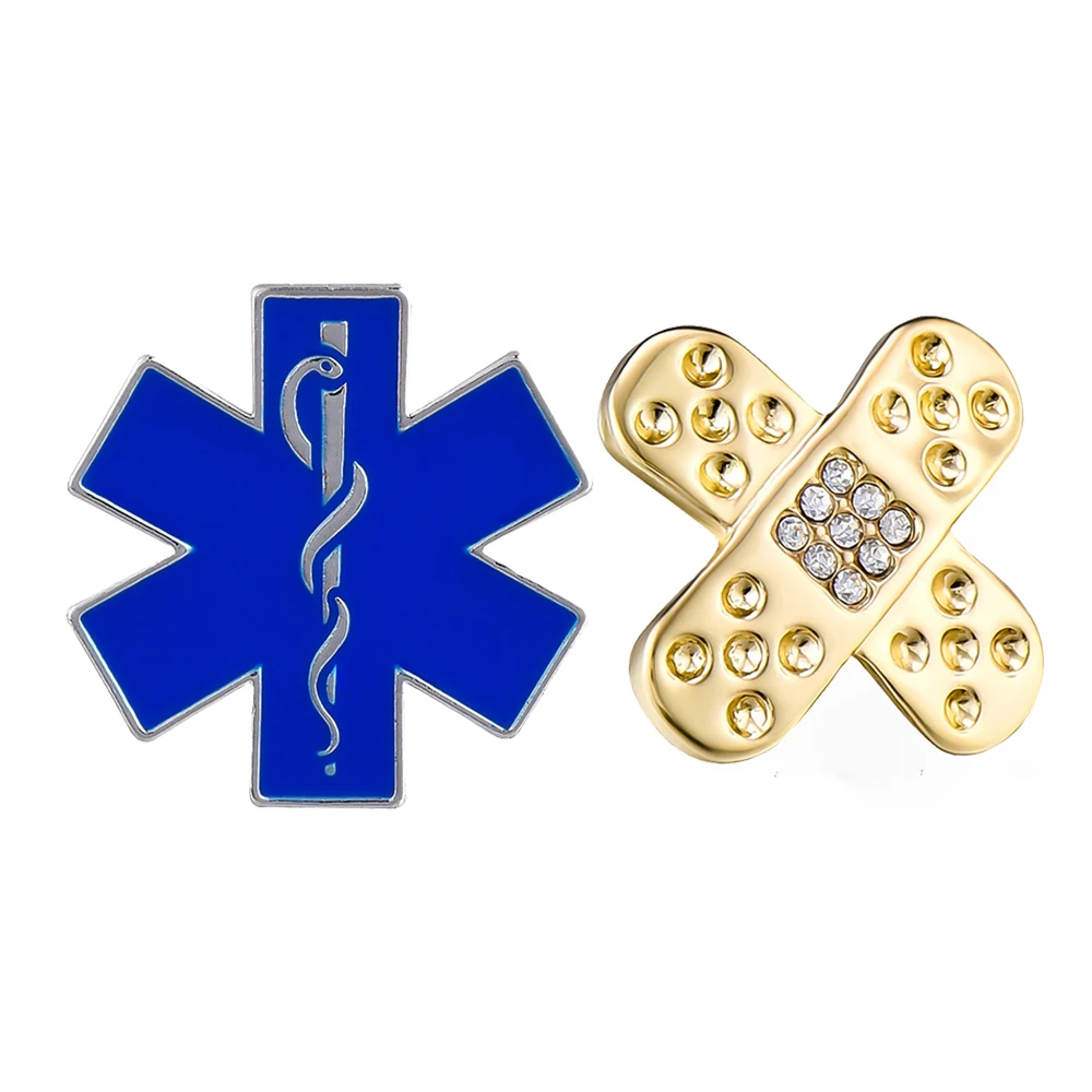 Emergency Medical Aid Caduceus Snake Pattern Enamel Brooch Lapel Pin Coat Badge Jewelry for Doctors and Nurses Wholesale Gift
