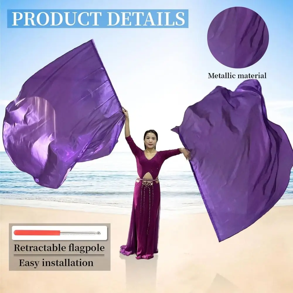 Varillas escalables con palos telescópicos, accesorios de danza del vientre, bufandas coloridas Multicolor, bandera, fiesta de baile, ligero