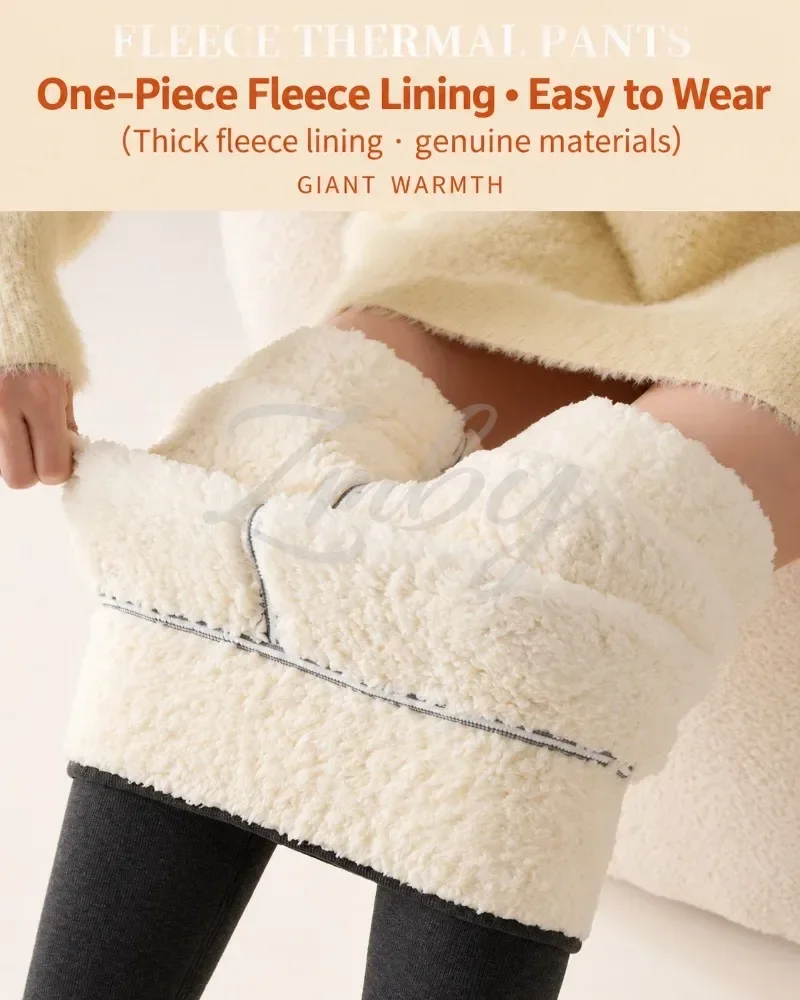 Women's Extra Thick Warm Fleece Lined Winter Leggings Elastic High Waist Thermal Pants Woman Slim Fit Solid Knit Long Trousers