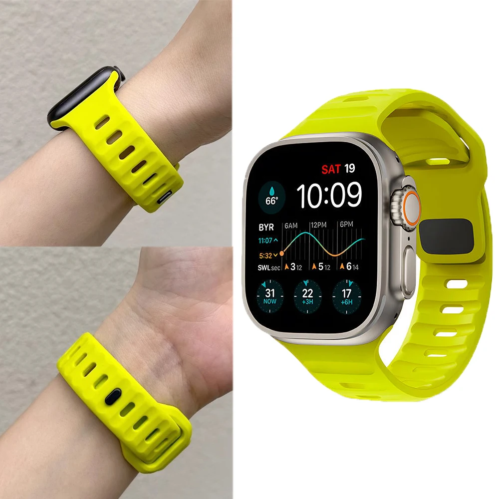 

Colorful Silicone Band For Apple Watch Strap 42MM 44/45MM Ultra 2 49mm Watchband Sport Bracelet For Iwatch 9 6 5 2 SE Wristband