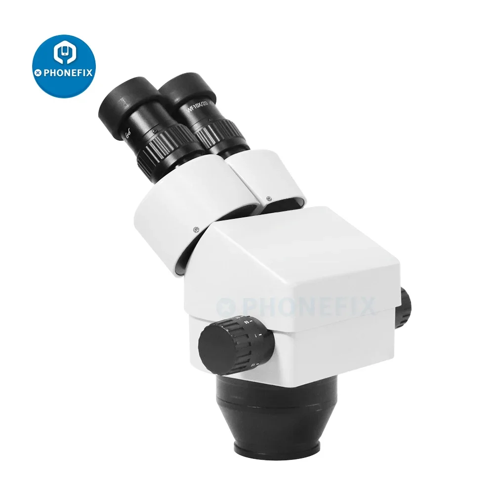 Microscope Head Magnification Continuous Zoom 7X-45X Simul Focal Industrial Binocular Stereo for Phone LAB PCB Repair Soldering