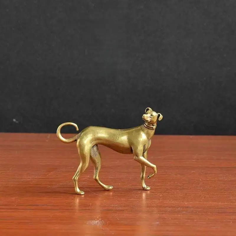 1Pcs Vintage Copper Animal Miniatures Figurines Decorations Gifts Solid Brass Loyal Dog Desk Ornaments Home Decor Crafts