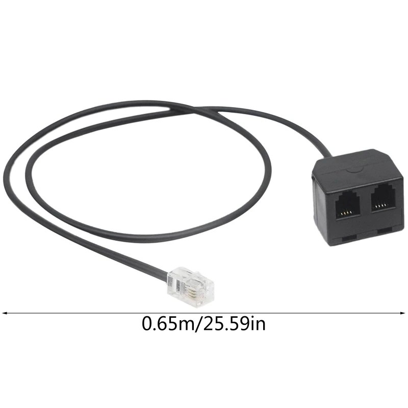 Universal Extension Cable RJ9 Male to 2 Female 4P4C Connector Adapter Splitter RJ9 Telephone Splitter Line Replacement