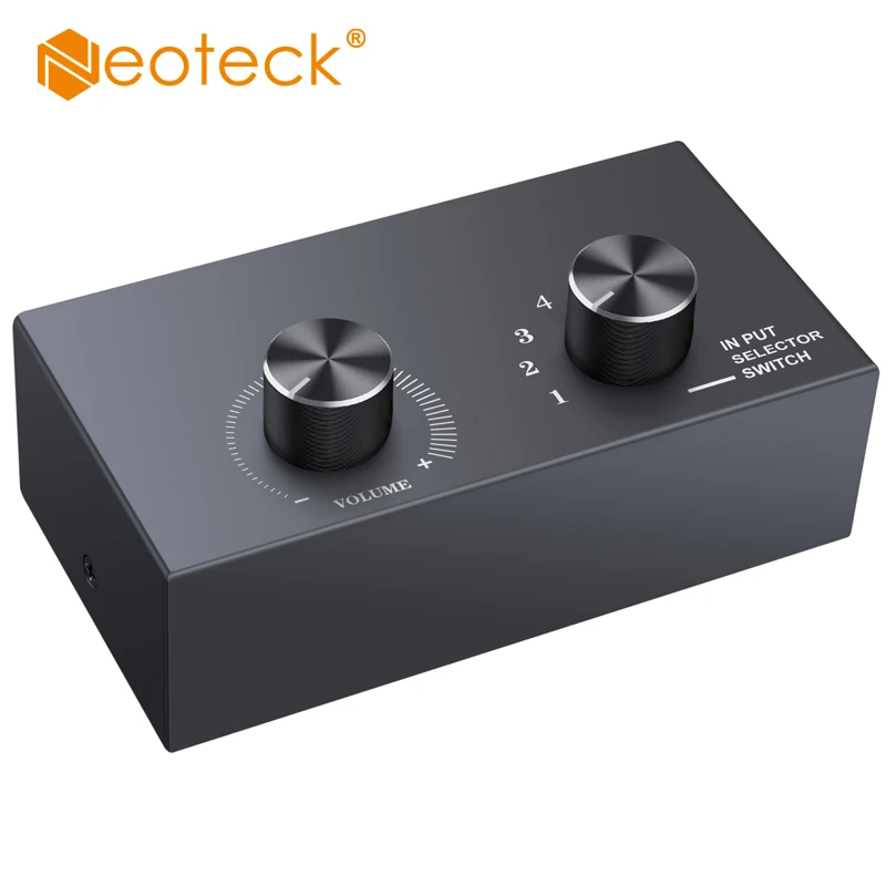 Neoteck 6X1/1X6 RCA Audio Bi-Directional Switcher L/R Channel Audio Switch Splitter Selector with Volume Control For Amplifier