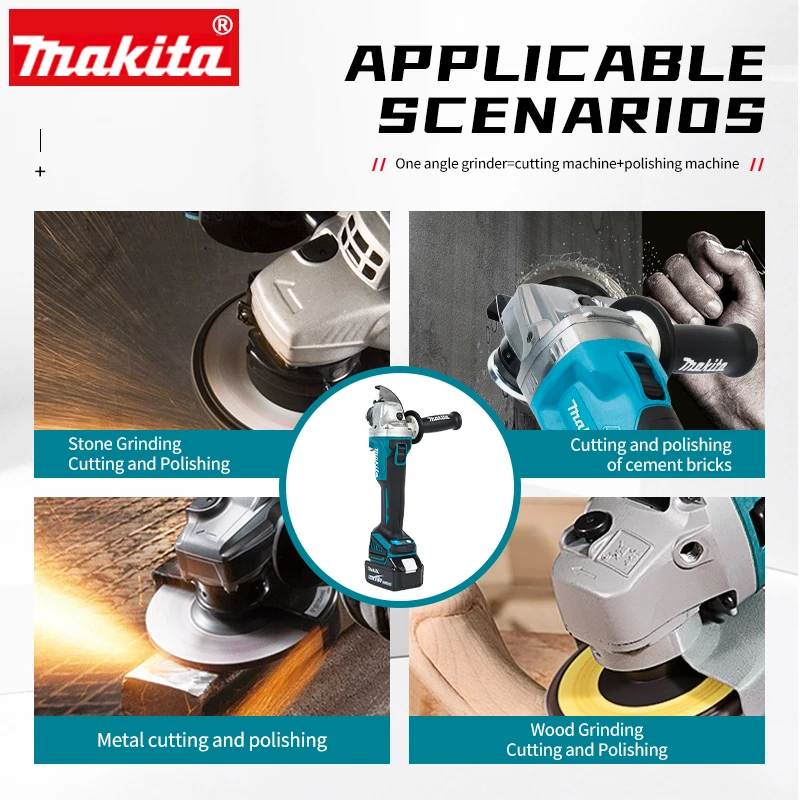 Makita Rechargeable Angle Grinder Brushless Lithium Electric Hand Mill Handheld Angle Grinder Ga035g