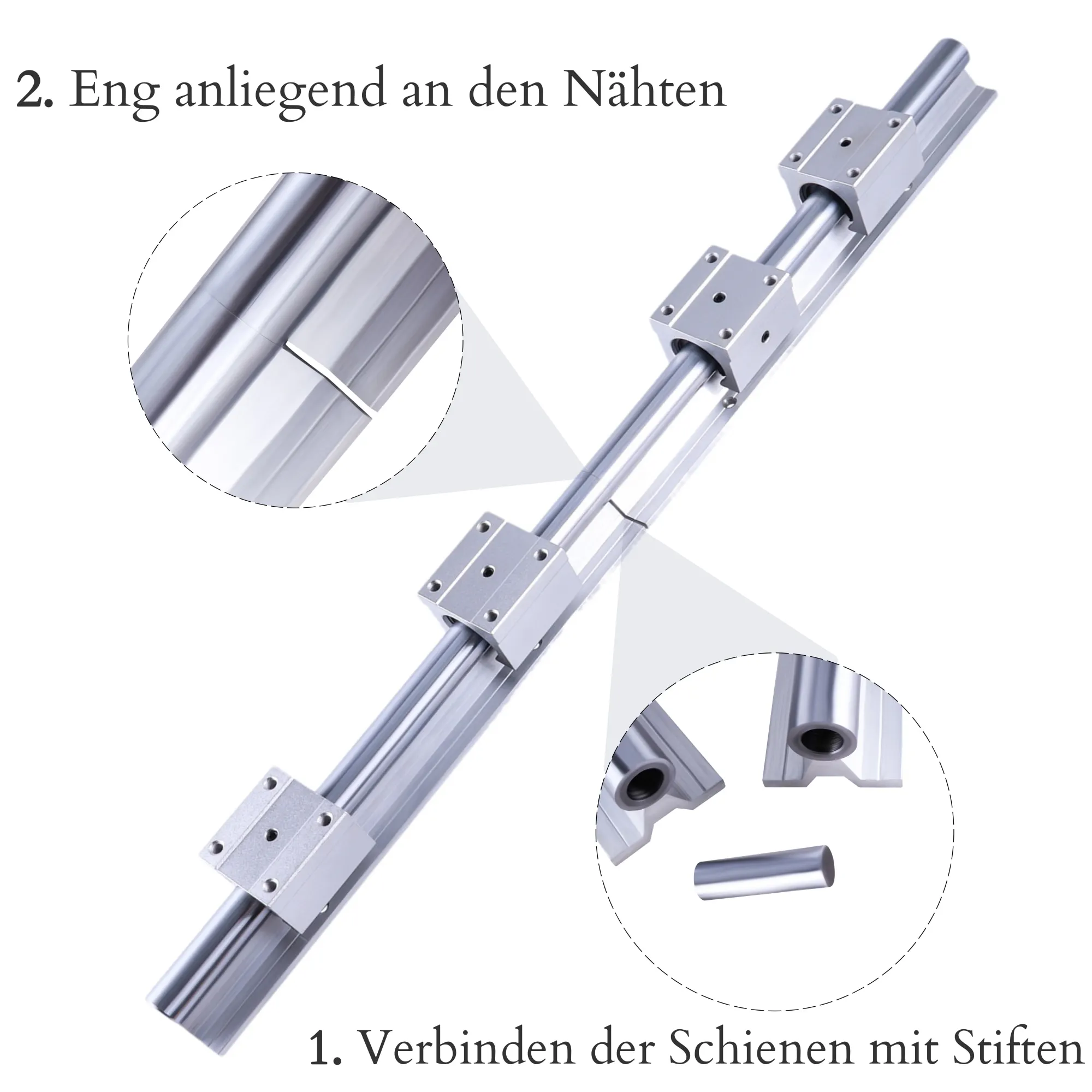 SBR16 SBR20 Splicing Linear Guide Abutting Joint 2500 3000 3500 4000 4500mm Linear Guide + SBR16/20UU Blocks & Pin for CNC Part