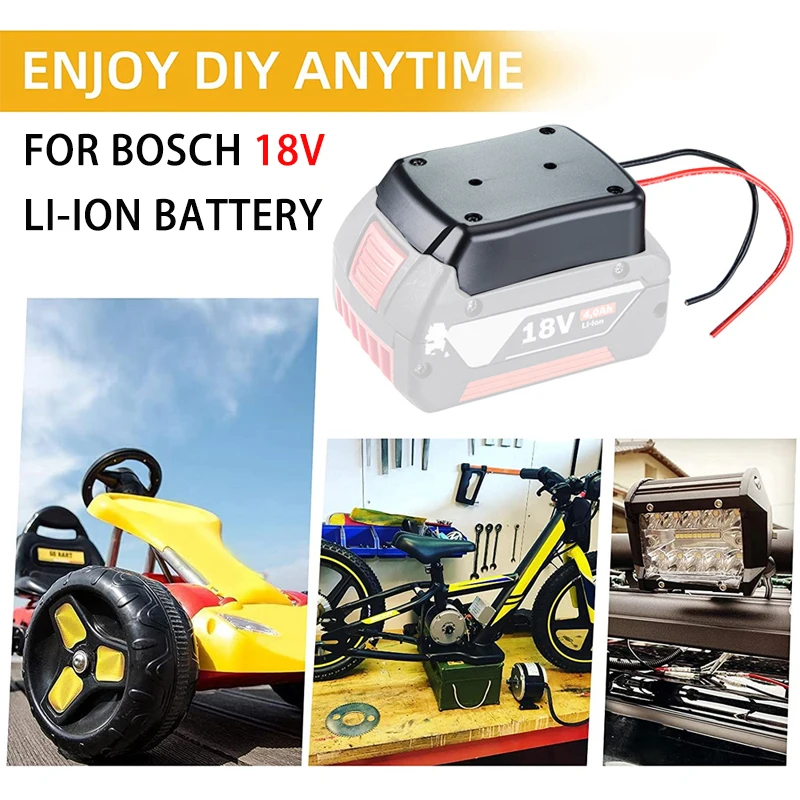 Lithium Battery Adapter for Bosch 18V Li-ion Battery Power Wheels Adapter Connector Dock 14 AWG Wires for Bosch BAT609 BAT618G