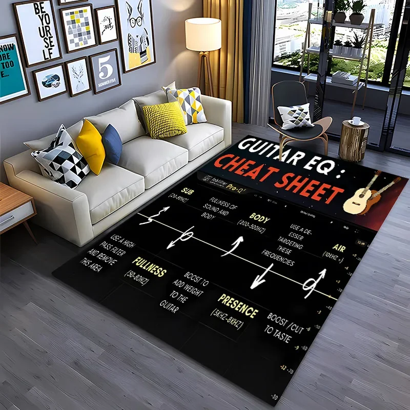 Music Basic Guitar Chord Theory Chart Piano Rugs,Rugs Living Room Tapete for Bedroom Sofa  Doormat Decor,Kids Non-slip Floor Mat